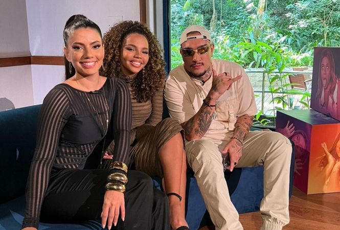 MC Binn com as colegas de confinamento Fernanda e Pitel