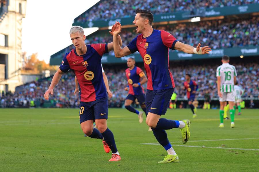 Lewandowski abriu o placar em Betis 2x2 Barcelona Lewandowski abriu o placar em Betis 2x2 Barcelona