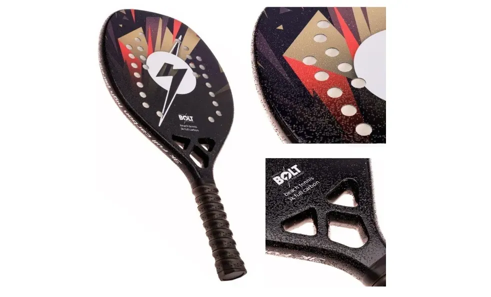 Raquete Beach Tennis Lightning Bolt Black Edition 3K Full Carbon. Foto: Amazon Brasil/Divulgação